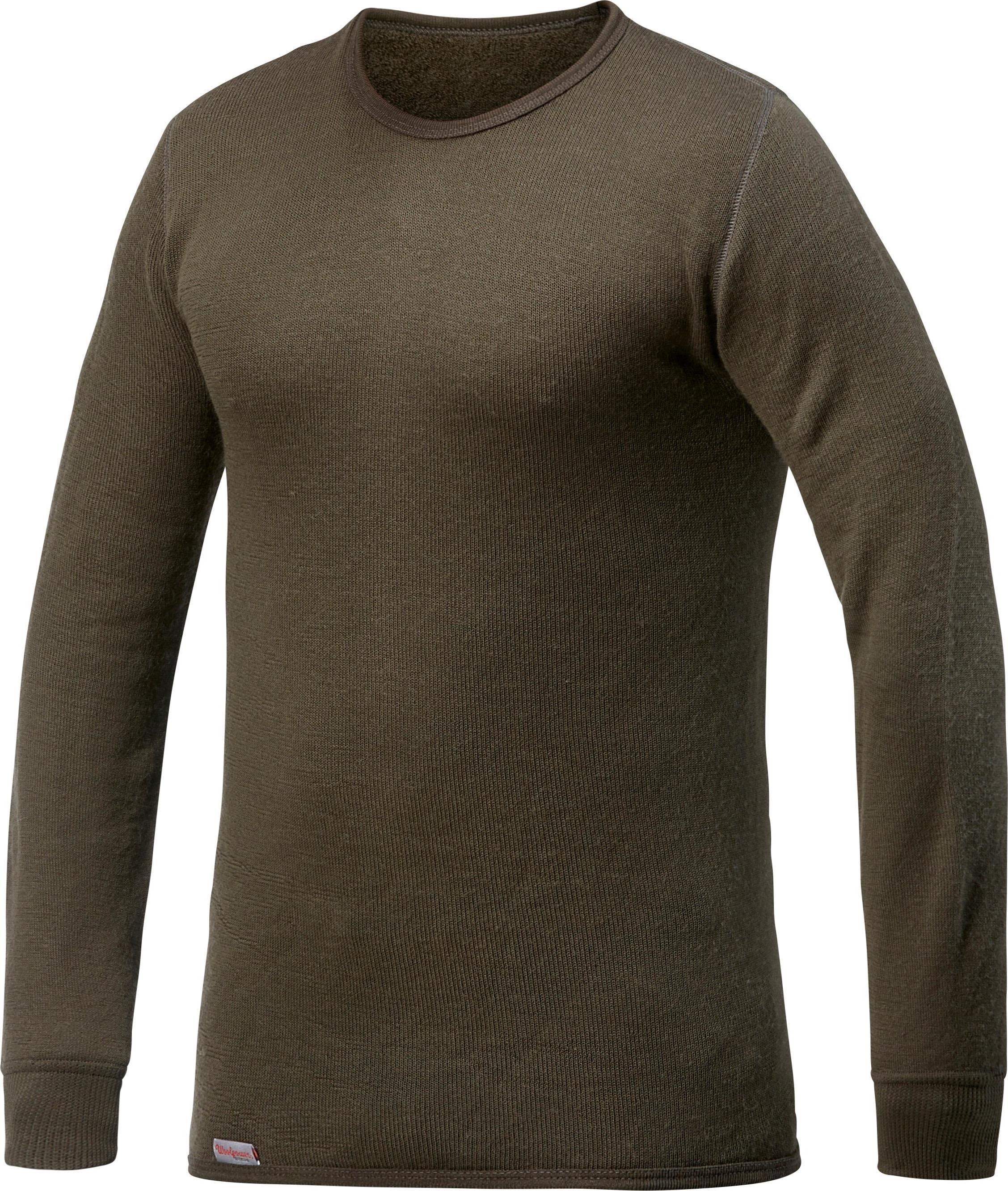 Woolpower Crewneck 200 i pine green, unisex ullgenser i Ullfrotté-materiale