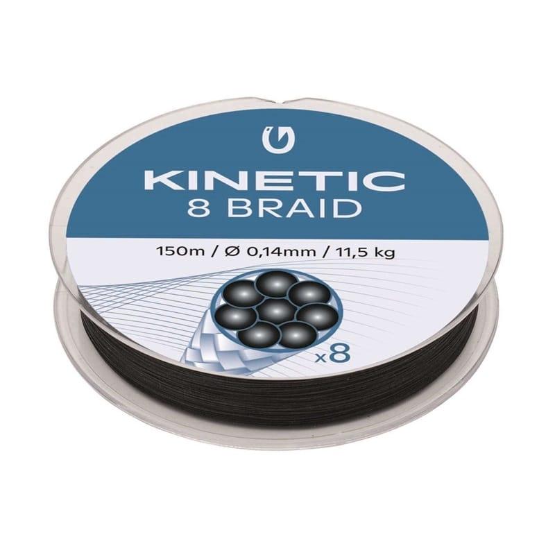 Kinetic 8 Braid flettesnøre 0,14 mm i sort, 150 meter