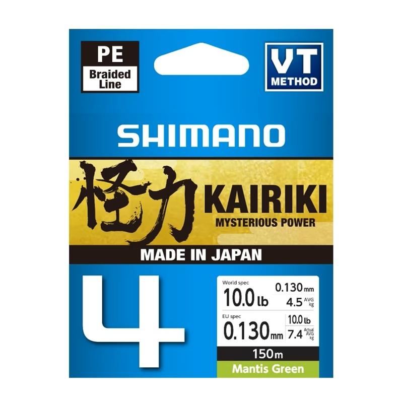 Shimano Kairiki 4 flettesnøre 0,13 mm i moss green, 150 meter