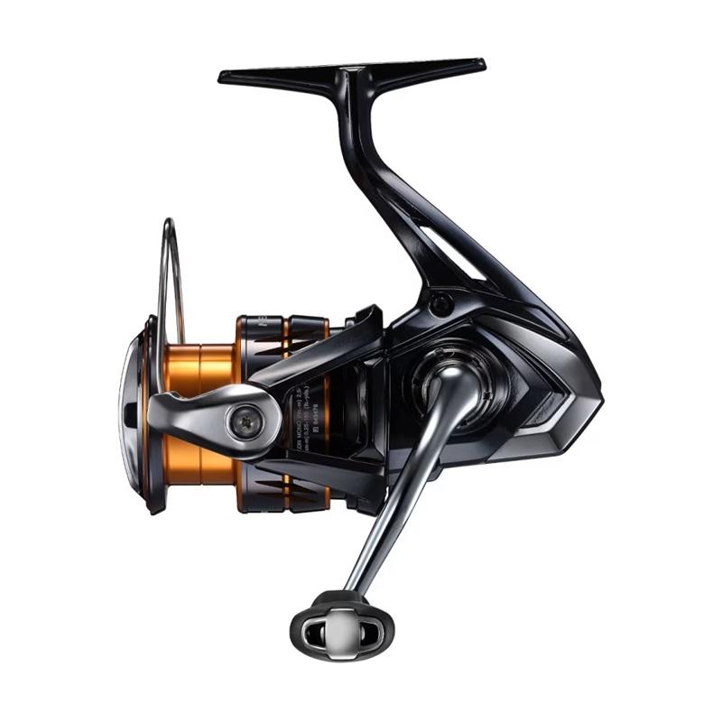 Svart Shimano Nexave FJ 2500 med frontbrems og gullfarget spolekant